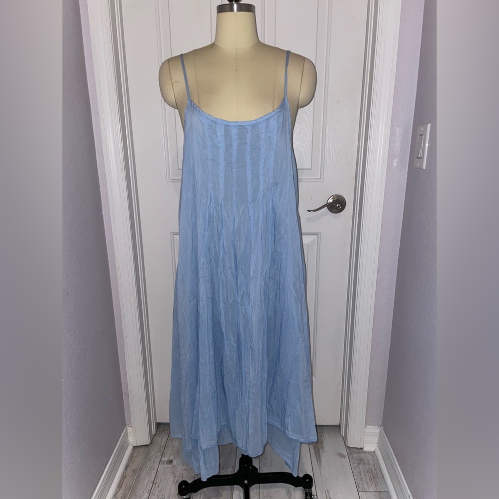 CP Shades Light Blue Silk Blend Maxi Dress